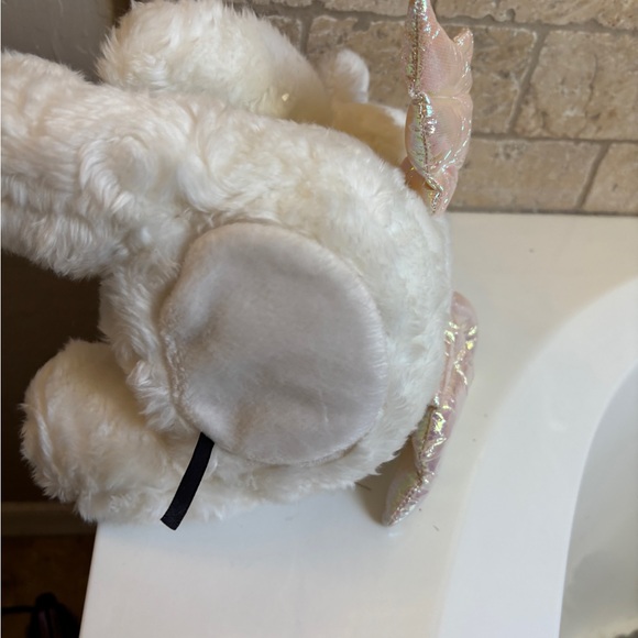 White Plush Teddy Bear with Bow and Angel Wings Vintage Toy Stuffed Animal - Picture 3 of 6